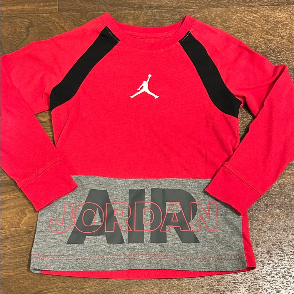 Jordan Kids Red and Black Long Sleeve Tee